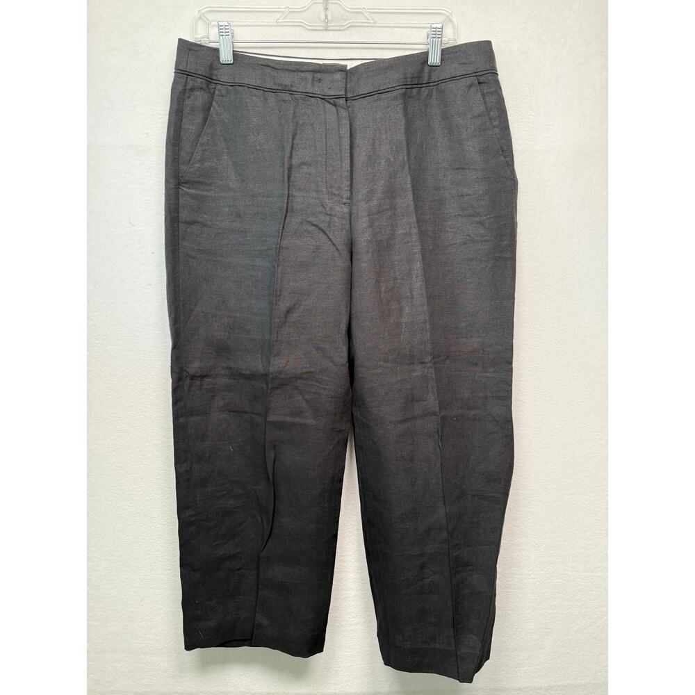 Talbots 100% Linen Chelsea High Rise Wide Leg Crop Pants, Size 8